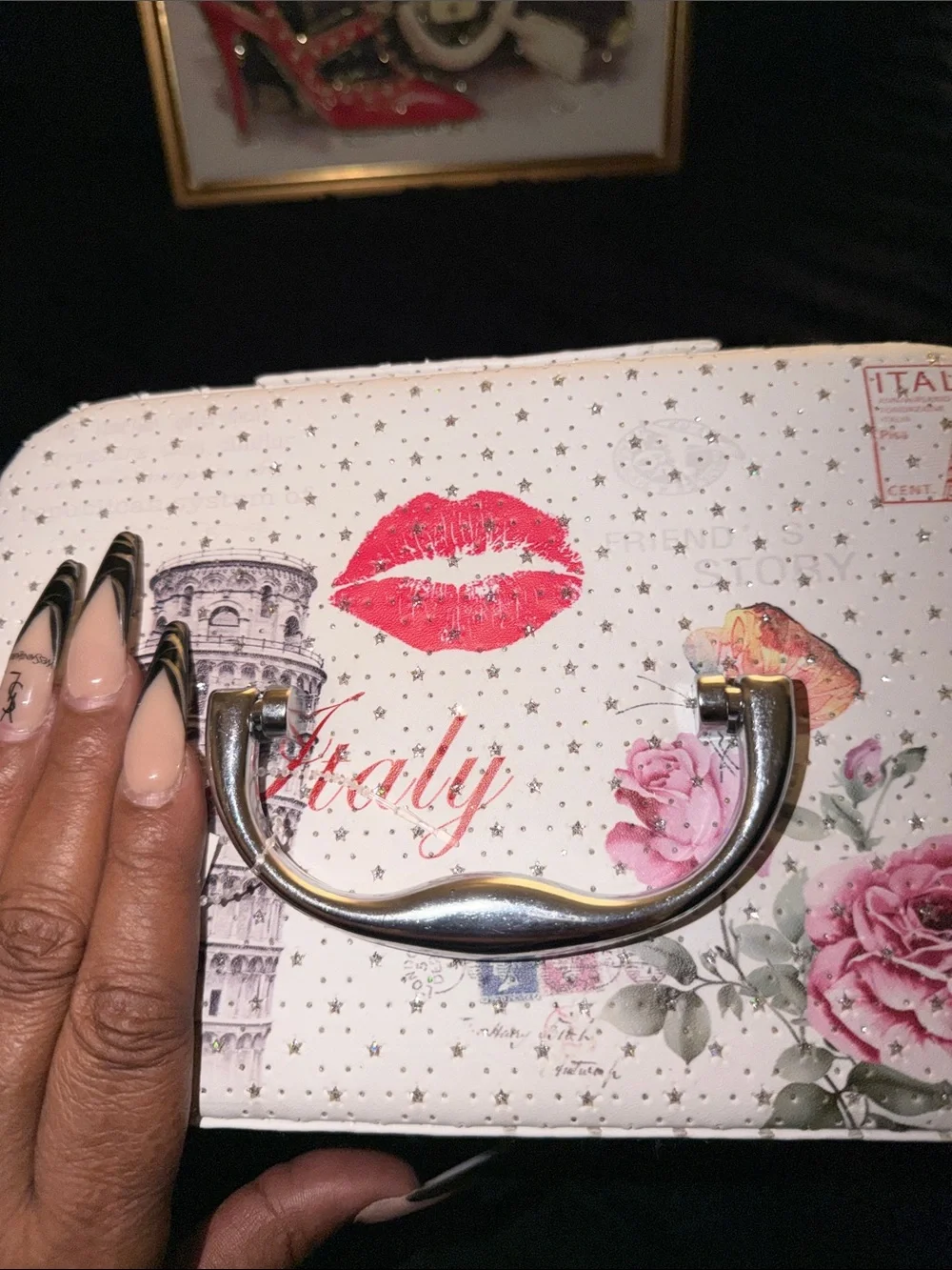 Blush Crush Italy Printed Cosmetic Case full of The Creme Shop Essentials &More